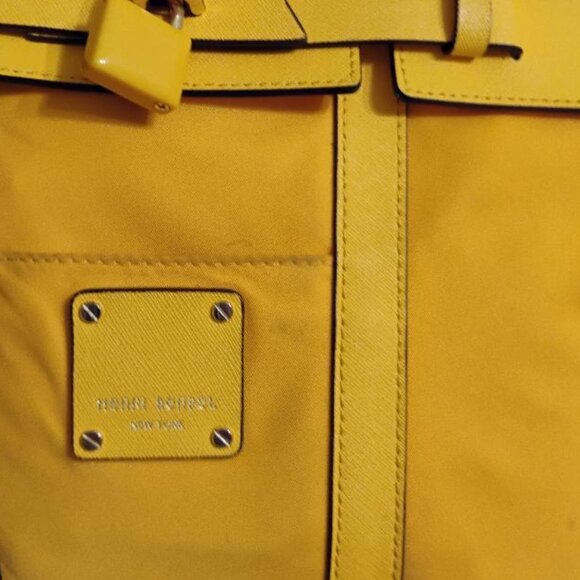 HENRI BENDEL Jetsetter Yellow Nylon Convertible Backpack/ Crossbody Bag - Picture 4 of 13